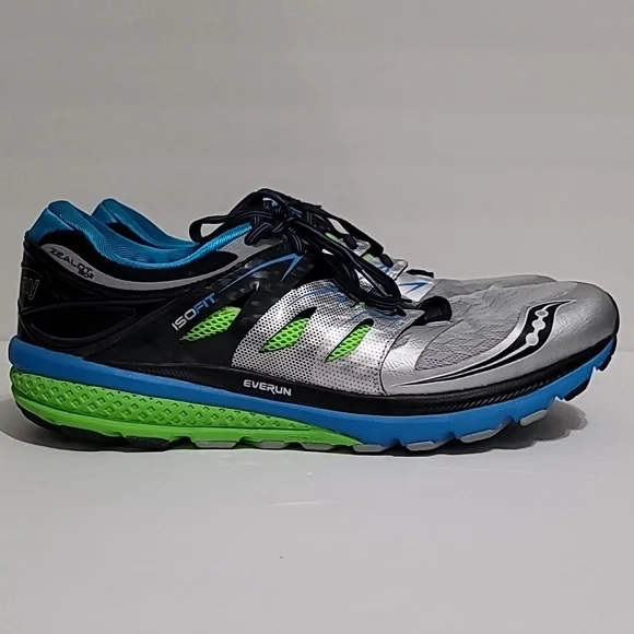 Saucony Men's Zealot Iso 2 Fit Everun Running Shoes Blue Run-Dry Sneakers Sz 14 - Picture 2 of 11
